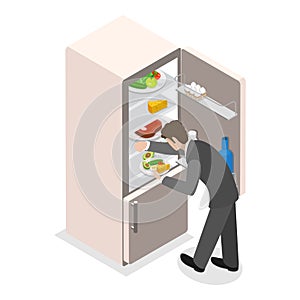 3D Isometric Flat Vector Set of Food In Fridge. Item 2