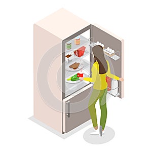 3D Isometric Flat Vector Set of Food In Fridge. Item 1