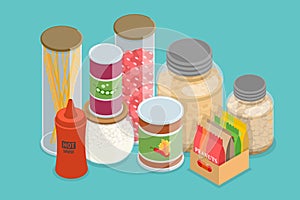 3D Isometric Flat Vector Set of Kitchen Items