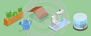 3D Isometric Flat Vector Set of Rainwater Harvesting Items Part 1