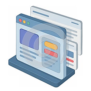3D isometric internet browsing with multiple open tabs