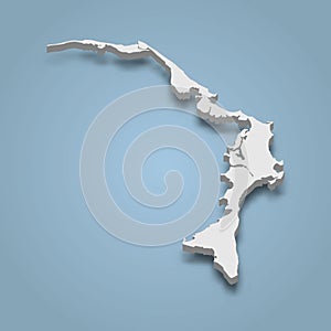 3d isometric map of Abaco is an island in Bahamas photo