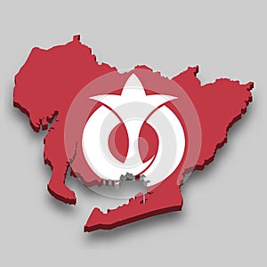 3d isometric Map of Aichi is a prefecture of Japan