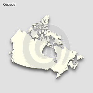 3d isometric map of Canada isolated with shadow