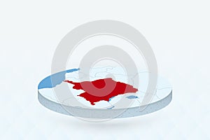 3D Isometric Map Highlighting DR Congo in Red