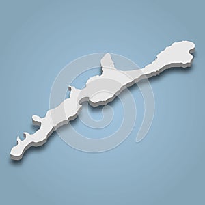 3d isometric map of Iturup is an island in Japan photo