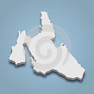 3d isometric map of Kefallinia is an island in Ionian Islands