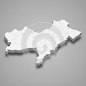 3d isometric map of Oran is a region of Algeria photo