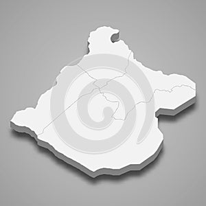 3d isometric map of Tacna is a region of Peru