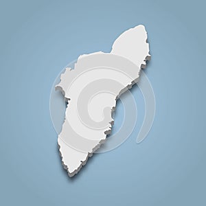 3d isometric map of Tromsoya is an island in Norway