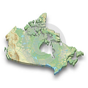 3d isometric relief map of Canada