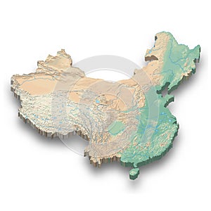 3d isometric relief map of China