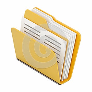 A 3D Isometric style icon of a folder with documents