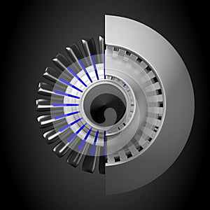 3D jet engine - back view