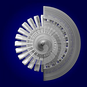 3D jet engine - back view