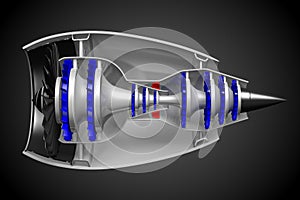 3D jet engine - side view