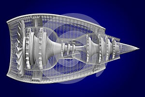 3D jet engine - side view