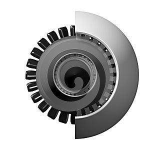 3D jet engine - back view