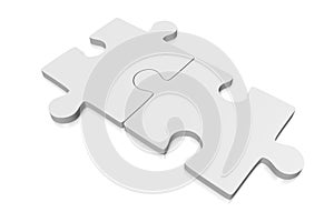 3D two jigsaw puzzle pieces, white background