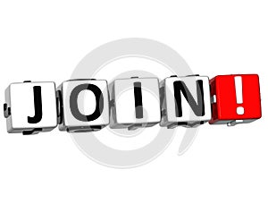 3D Join Button Click Here Block Text