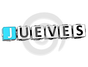 3D Jueves Block Text on white background