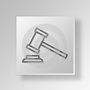 3D Justice Button Icon Concept