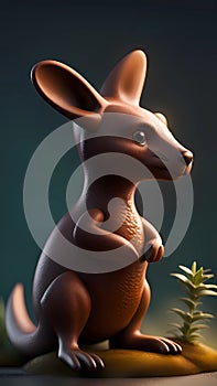 3D kangaroo cartoon character design illustration ai generated photo