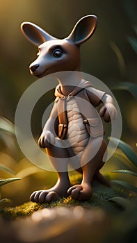 3D kangaroo cartoon character design illustration ai generated photo