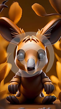 3D kangaroo cartoon character design illustration ai generated photo