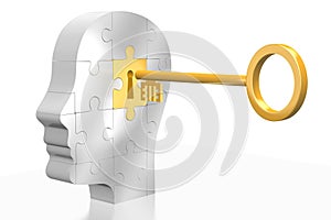 3D key/ password/ mind concept