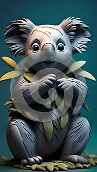 3D koala cartoon character design illustration ai generated photo