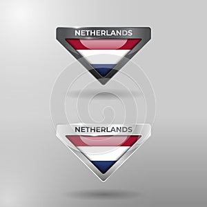 3D Label, Tag and Location Pointer Flag Nation of Netherlands with Glossy Reflection