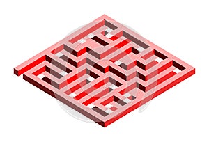 3D labyrinth in two shades of red