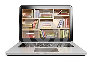 3D Laptop. Digital Library concept