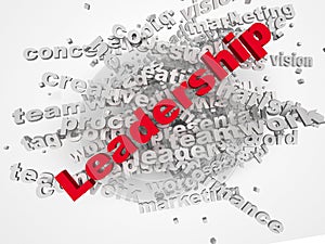 3d Leadership word cloud illustration. Word collage