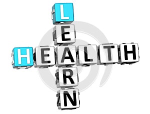 3D Learn Health Crossword on white background photo