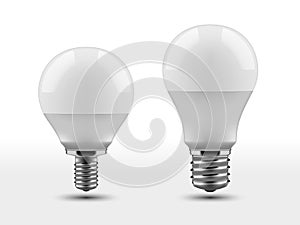 3D LED Light Bulb With Shadow On White Background