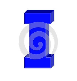 3d letter I Blue,3d letter i isolated on white background photo
