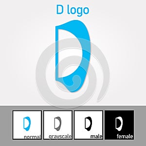 D Letter Logo. Blue Color. - Vector