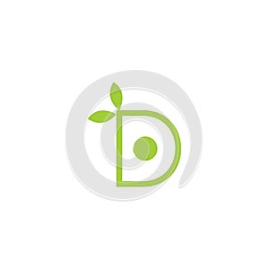 D letter logo vector. Bio food emblem. Green life design elements