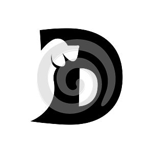 D letter with a negative space dog logo