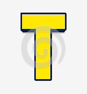3d letter T yellow ,3d rendering letter T