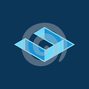 3D letter U logo image, isometric style logomark, initial u symbol - Vector photo