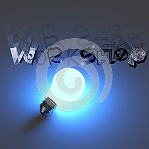 3d light bulb growing design word WORKSHOP