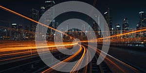 2d light trail orange line with speed of future backdr ai generated