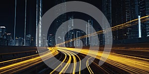 2d light trail yellow line with speed of future backdr ai generated