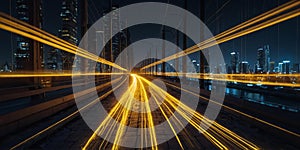 2d light trail yellow line with speed of future backdr ai generated