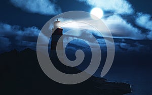 3D lightouse with stormy sea