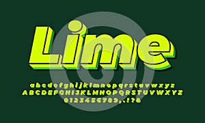 3d lime green text effect or font effect style design