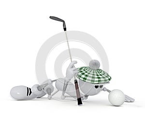 3d little man golfist.